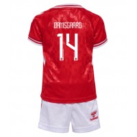 Maglia Calcio Danimarca Mikkel Damsgaard #14 Prima Divisa Bambino Europei 2024 Manica Corta (+ pantaloncini)